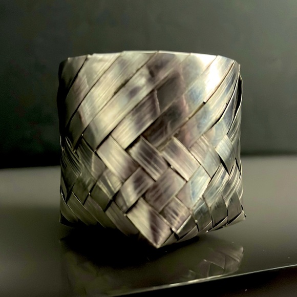 Vintage Hand Woven Sterling Silver Basket - Mexico